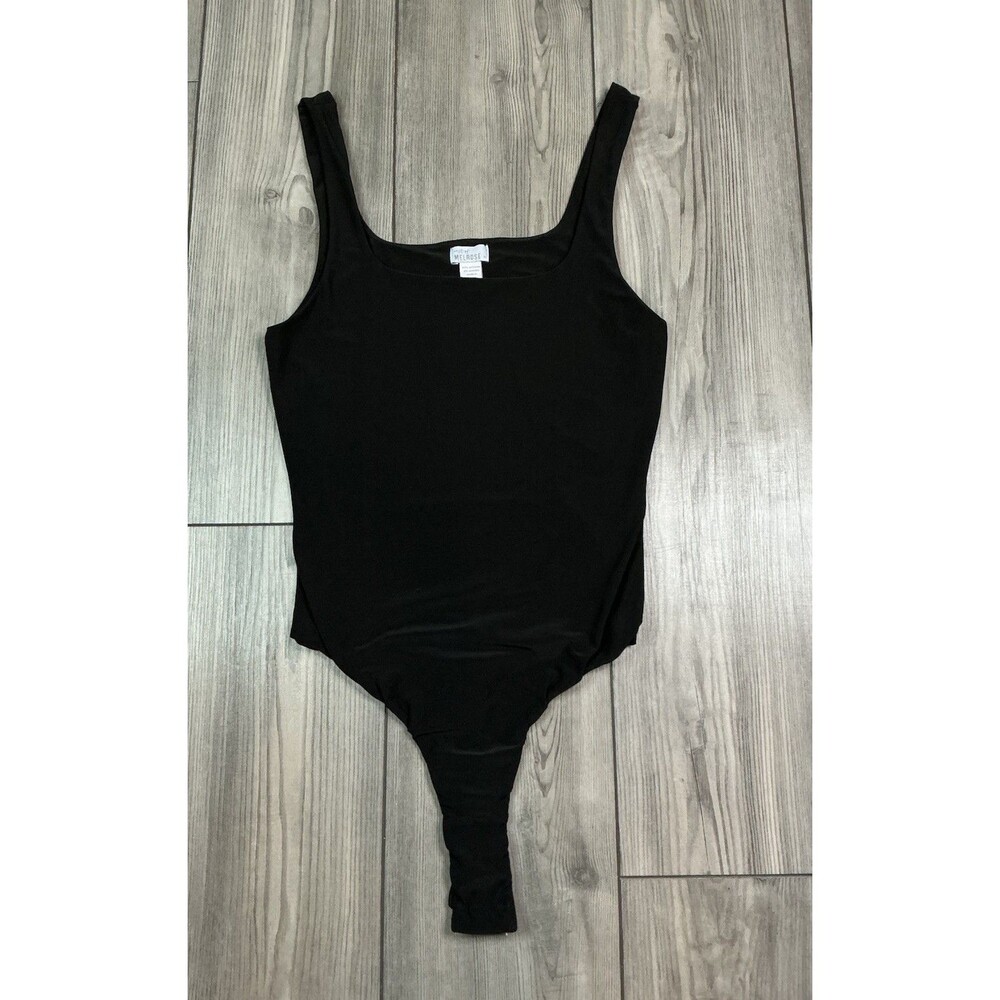 Melrose Black Square Neck Bodysuit Sleeveless Tank Top Layering Stretch